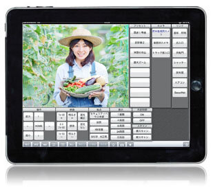 iPadに映る農作業員の写真