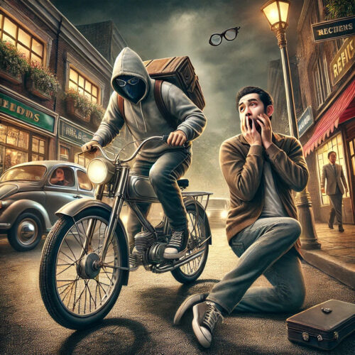 モペットでメガネを盗む！連続ひったくりのサムネイル画像です